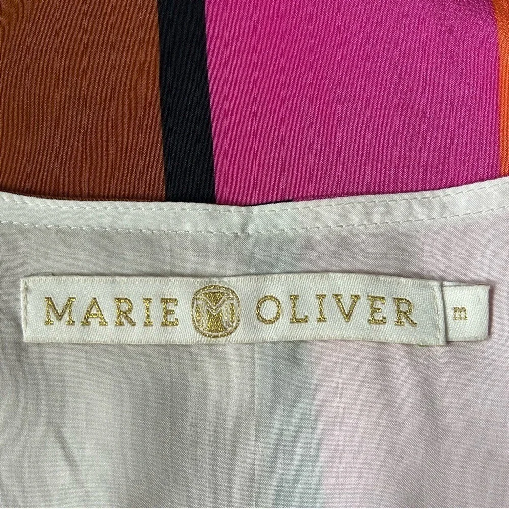 Marie‎ Oliver Silk Multi Color Striped sheath tunic dress women's M